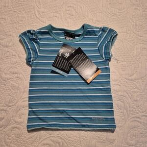 Killtec girls 18 months striped short sleeve shirt blue/green/white NEW